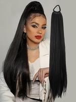 24 Inch Elastic Band Wrap Around Long Straight Ponytail Extension, Synthetic Ponytail Extensions for Women, Striking Natural ...