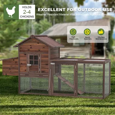 Grezone Wooden Chicken Coop Large Walk-in Outdoor Hen House for 2-4 Chickens 80''H with Nesting Box and Run,Poultry Cage Rabb...