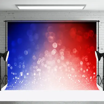 Blue White Red Bokeh French Bastille Day Backdrop