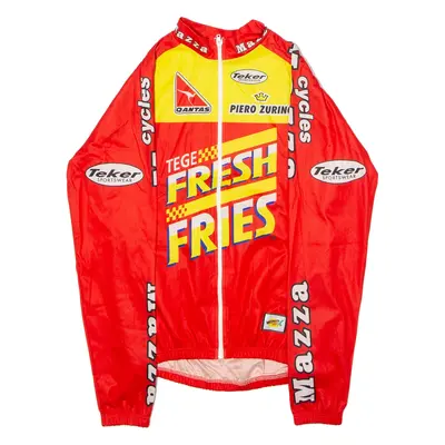 TEKER Mazza Cycles Wind-Tex Full Zip Cycling Mens Jersey Red High Neck M