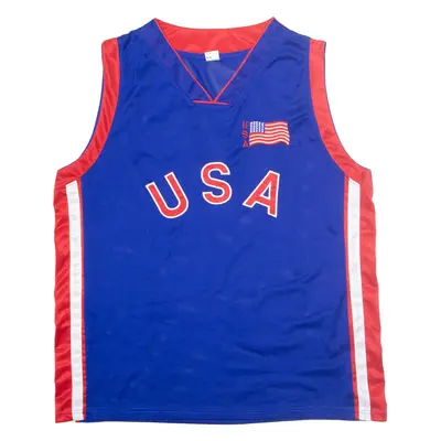 Mens Jersey Blue Sleeveless USA V-Neck XL