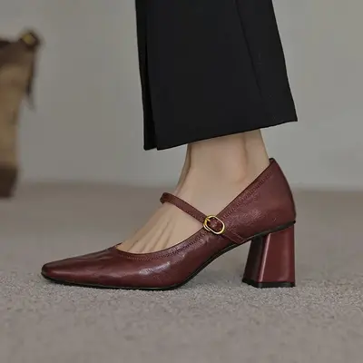 CHIKO Anneke Square Toe Block Heels Mary Jane Shoes