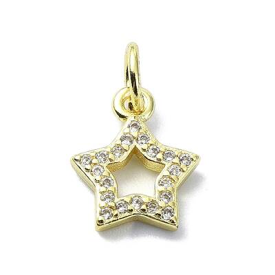 Brass Micro Pave Clear Cubic Zirconia Charms