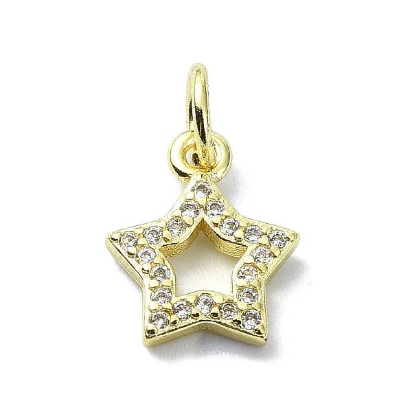 Brass Micro Pave Clear Cubic Zirconia Charms