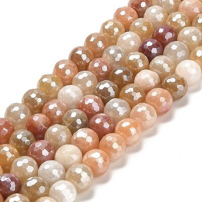 Electroplated Natural Golden Silk Jade Round Beads Strands