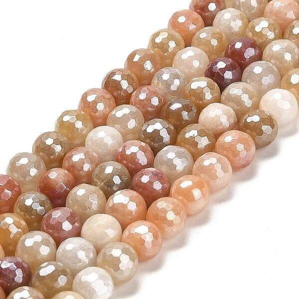 Electroplated Natural Golden Silk Jade Round Beads Strands