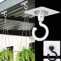 Rotatable Ceiling Adhesive Hook, 4 Counts Easy Installation Sticky Hanger for Hanging Plants, Wind Chimes, Modern Ceiling Dec...