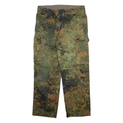 Camo Cargo Mens Trousers Green Relaxed Straight W34 L28