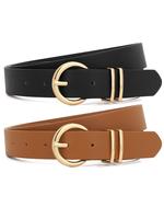 Women's Solid Color PU Buckle Belt, Casual Waistband for Jeans Dress Pants, Summer Trendy All-match & Exquisite Belt for Gif...