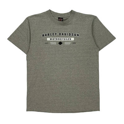 Harley Davidson T-Shirt - Large Grey Cotton Blend