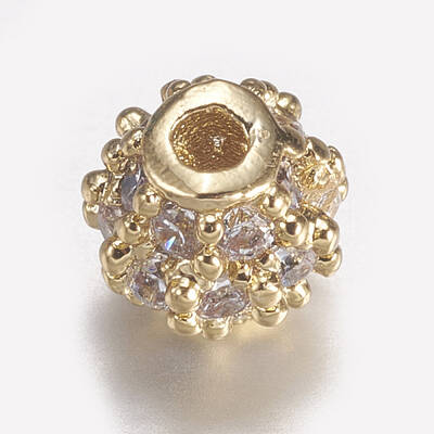 Brass Micro Pave Cubic Zirconia Beads