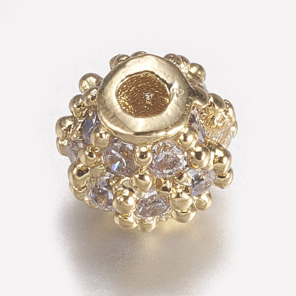 Brass Micro Pave Cubic Zirconia Beads