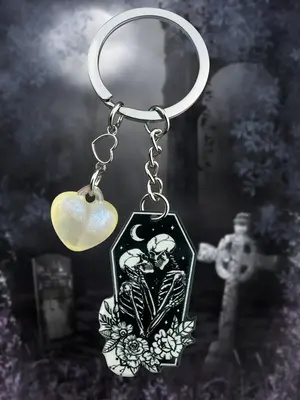 Luminous Heart Decor Skull Pattern Keychain, Creative Keychain for Car Keys, Bag Charm, Fashion Goth Accessories for Men & ...