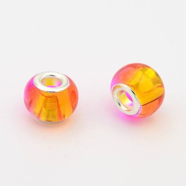 Two Tone Transparent Glass European Beads