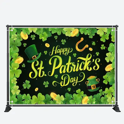 Clover Border Gold Coins St Patricks Day Backdrop - Aperturee
