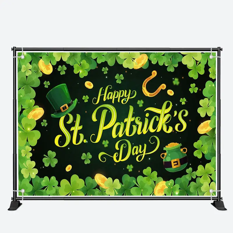 Clover Border Gold Coins St Patricks Day Backdrop - Aperturee