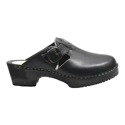 AM TOFFELN Clog Shoes Black Leather Womens UK 9