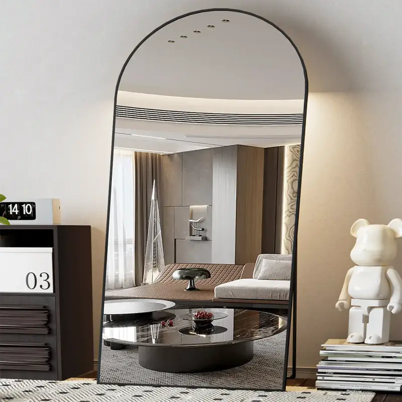 SunQueen Full Length Mirror, Large Floor Mirror Full Body Mirror with Stand Arched Floor Mirror with Aluminum Alloy Thin Fram...