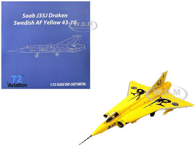 Saab J35J Draken Fighter Aircraft 43-10, 3 Johan Gul Squadron, 10 Wing, Final Flight Livery (1997) Swedish Air Force 1/72...