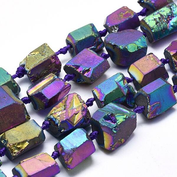 Electroplated Natural Quartz Crystal Beads Strands