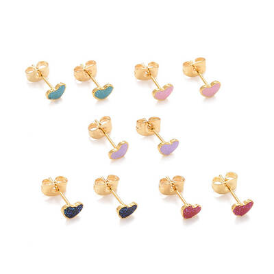 304 Stainless Steel Enamel Stud Earrings