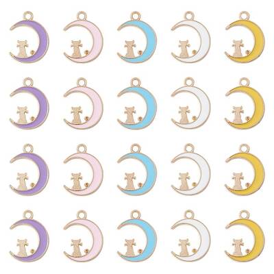 20Pcs 5 Colors Alloy Enamel Pendants