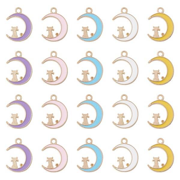 20Pcs 5 Colors Alloy Enamel Pendants