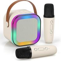 Mini karaoke machine with microphone sound system, portable karaoke machine with 2 wireless microphones, birthday gifts for g...