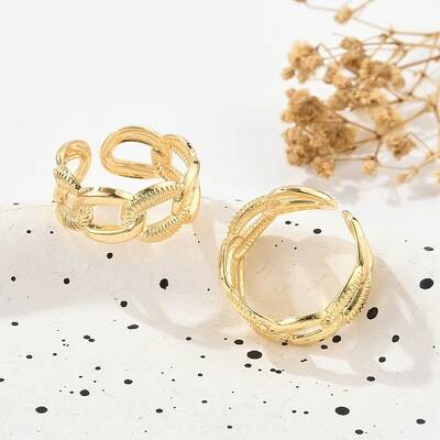 Brass Chain Shape Cuff Rings for Women
