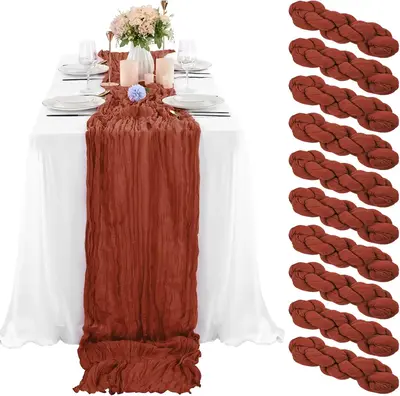 6 10 16 20 Pack Cheesecloth Table Runner 10FT, 35x120inch Gauze Cheese Cloth Table Runners for Wedding Reception Rustic Sheer...