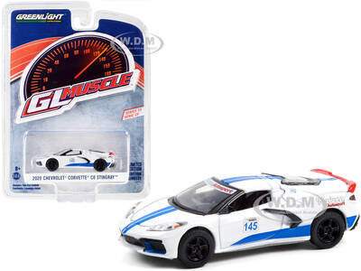 2020 Chevrolet Corvette C8 Stingray 145 White with Blue Stripes \