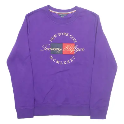 TOMMY HILFIGER Mens Sweatshirt Purple Crew Neck S