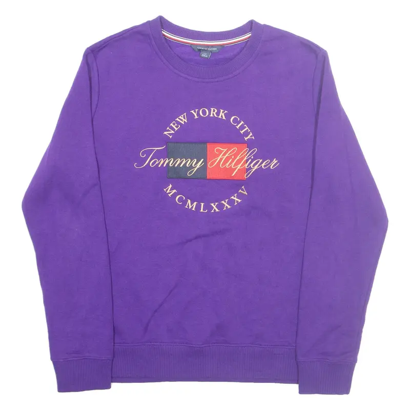 TOMMY HILFIGER Mens Sweatshirt Purple Crew Neck S