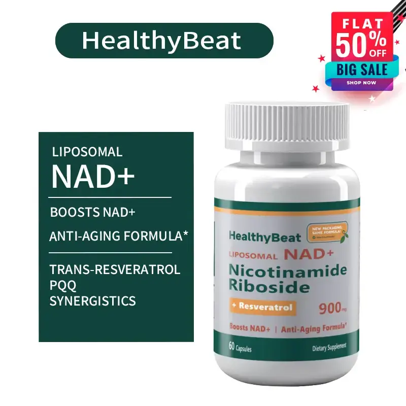 HealthyBeat LIPOSOMAL NAD+Supplement for Skin Aging Support, Energy, and Focus.  Nicotinamide riboside malate , Trans-Resvera...