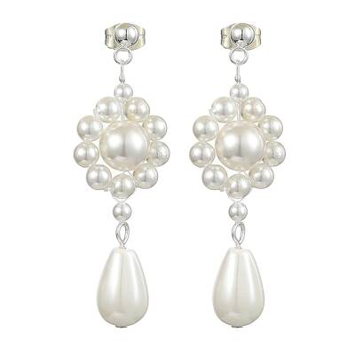 Shell Pearl Beaded Dangle Stud Earrings