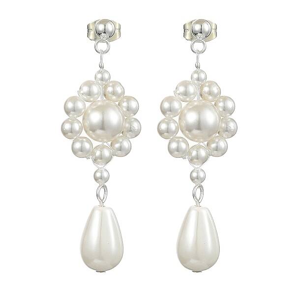 Shell Pearl Beaded Dangle Stud Earrings