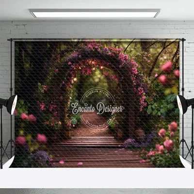 Aperturee Garden Arch Floral Plant Path Spring Photo Backdrop, 3X2FT(1MX0.6M), 14 USD, spring backdrops, ENHD1J89-M