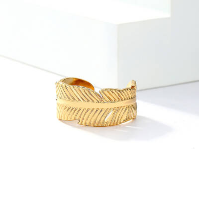Stylish Leaf Stainless Steel Ethnic Cuff Rings
