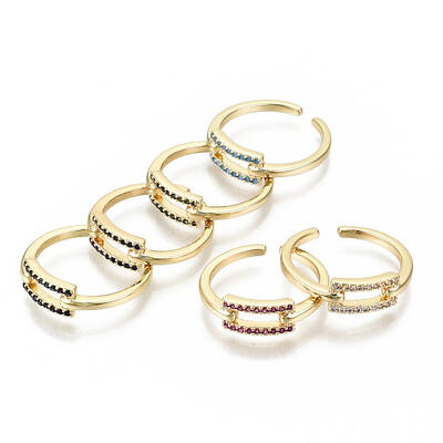 Brass Micro Pave Cubic Zirconia Cuff Rings