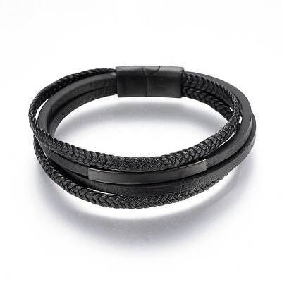 Braided Microfiber PU Leather Cord Multi-strand Bracelets