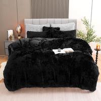 Luxury Fluffy Velvet Duvet Cover Set, Ultra Soft Fuzzy Comforter Set 4Pcs (1 Faux Fur Duvet Cover + 2 Pillow Cases + 1 Pillow...