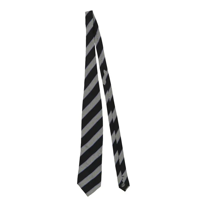 Armani Striped Tie - No Size Black Silk