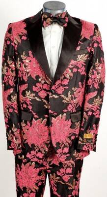 Paisley Suit - Paisley Tuxedo - Floral Suit - Flower Suit - Pink
