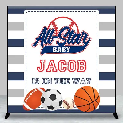 Balls All Star Stripe Custom Baby Shower Backdrop