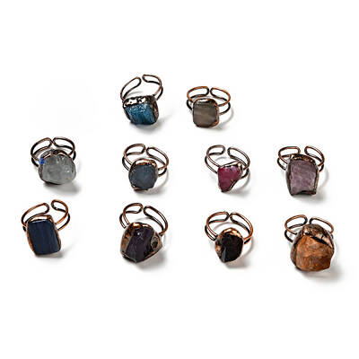 Natural Gemstone Irregular Nugget Open Cuff Rings