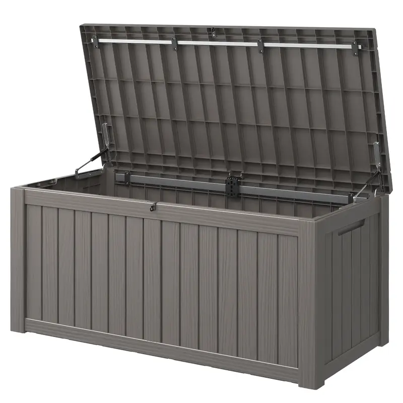 120-Gallon Large Outdoor Storage Box – Waterproof Deck Box for Patio, Garden, or Poolside – Weather-Resistant Resin Stora...