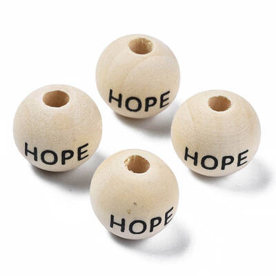 Printed Natural Wood European Beads