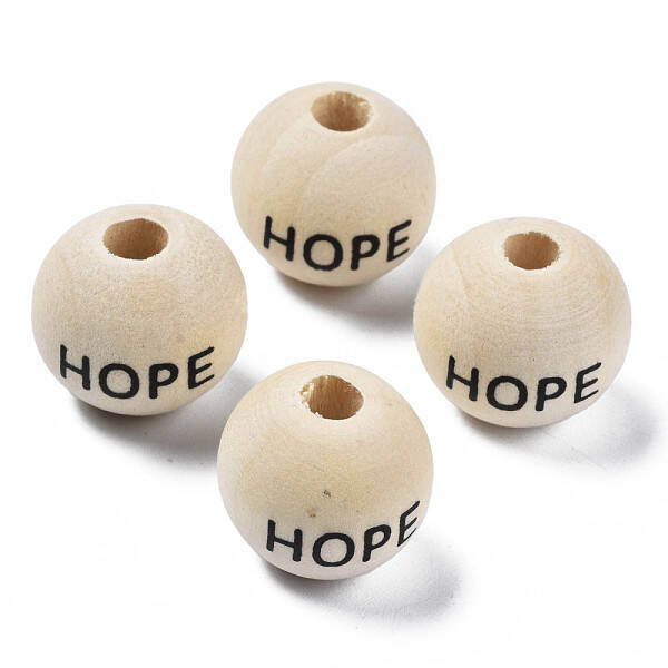 Printed Natural Wood European Beads