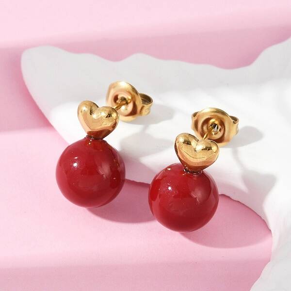 304 Stainless Steel Enamel Stud Earrings