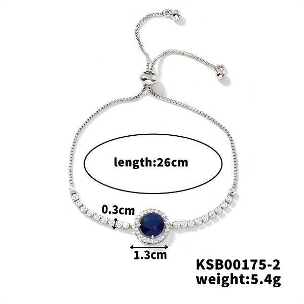 Adjustable Brass Rhinestone Link Slider Bracelets for Women